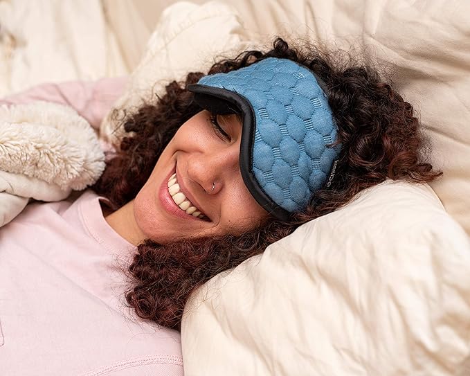Bewell Eye Mask to Block Light for Travel, Sleep Aid for Airplane, Hotel, Airport, Insomnia + Headache Relief with Adjustable Straps, Gray