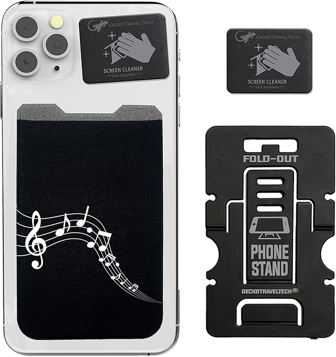 Phone Wallet - Adhesive Card Holder - Cell Phone Pouch - Stick on Lycra Pocket by Gecko - Carry Credit Cards and Cash