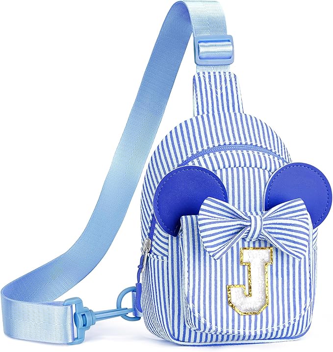 Girls Kids Sling Bag - Birthday Gifts for 4 5 6 7 8 9 10 Year Old Girls Purses for Kids Girl, Initial Small Sling Bag Cute Gifts for Girl Kid (Blue J)