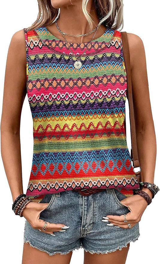 WIHOLL Tank Tops for Women Summer Outfits 2026 Crewneck Spring Casual Sleeveless Shirts Blouses Clothing