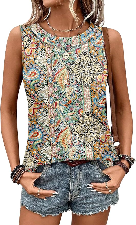 WIHOLL Tank Tops for Women Summer Outfits 2026 Crewneck Spring Casual Sleeveless Shirts Blouses Clothing