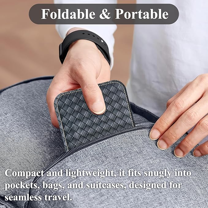 QIELIZI Airplane Travel Essentials for Flying Flex Flap Cell Phone Holder & Flexible Tablet Stand for Desk, Bed, Treadmill, Home & in-Flight Airplane Travel Accessories(1-Woven Black)