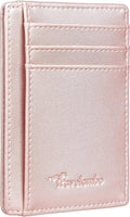 Travelambo Front Pocket Minimalist Leather Slim Wallet RFID Blocking Medium Size