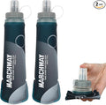MARCHWAY Soft Hydration Flask with Wide Mouth, 300ml/500ml Collapsible TPU Water Bottle, Leakproof Portable Flexible for Running, Hiking, Cycling, Climbing, Gym, Travel (2pcs Blackish Green 500ml)