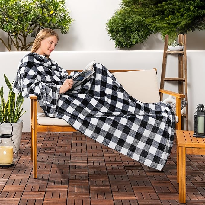 PAVILIA Wearable Blanket with Sleeves for Adult Women Men, Cozy Fleece Warm Wrap Throw with Arms, Gifts for Christmas, Wife