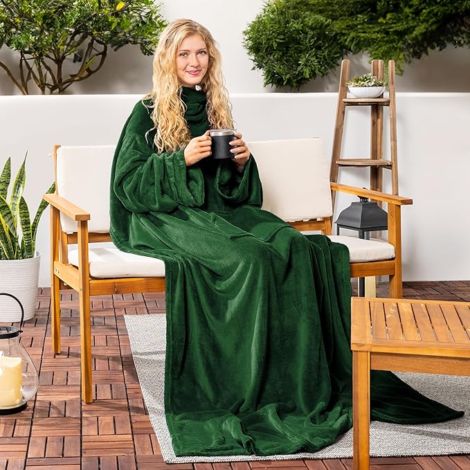 PAVILIA Wearable Blanket with Sleeves for Adult Women Men, Cozy Fleece Warm Wrap Throw with Arms, Gifts for Christmas, Wife
