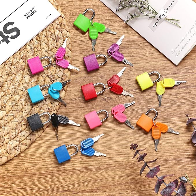 6 Pieces Mini Padlock Suitcase Locks 1.25''with Keys Multicolor Keyed Padlock Metal Small Luggage Lock Keyed Padlocks for Gym Locker, Backpack, Box Laptop Bag (Fresh Color)