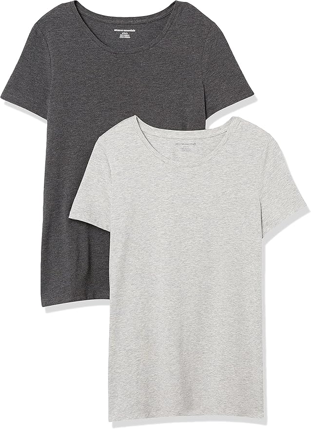 Amazon Essentials Women's Regular-Fit Short-Sleeve T-Shirt (Crewneck and V-Neck Options), Multipacks