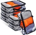 6 Pieces Large Clear Travel Packing Cube Clear Vinyl Zippered Storage Bags See Through Moving Bag PVC Multipurpose Pouch with Handle for Suitcase Shirts Dress Storage (Black, 15.8 x 10.2 x 3.9 Inch)