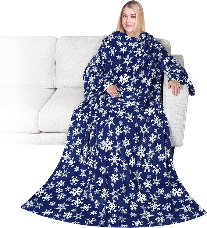 PAVILIA Wearable Blanket with Sleeves for Adult Women Men, Cozy Fleece Warm Wrap Throw with Arms, Gifts for Christmas, Wife