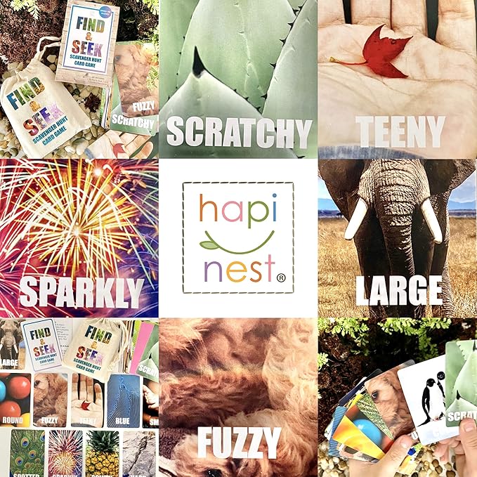 Hapinest Find and Seek Scavenger Hunt Card Game, Indoor Outdoor Activities for Kids Toddler & Family, Beach Camping Travel Car Games for Road Trips, Kids Scavenger Hunt Game Age 3 4 5 6 Years Old & Up