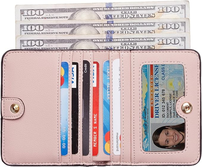 Toughergun Women’s Small Slim Leather Wallet with RFID Protection, Compact Bifold Mini Purse with Clear ID Window