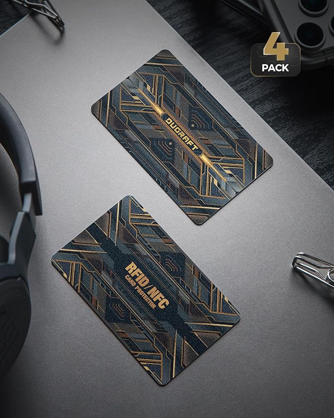DUGRAFT 4 Pack RFID Blocking Cards Credit Card Protectors Anti-Theft Card Blocker NFC Contactless Protection for Entire Wallet, Travel Essentials, Steampunk