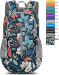 ZOMAKE Ultra Lightweight Packable Backpack 25L - Foldable Hiking Backpacks Water Resistant Small Folding Daypack for Travel(Navy blue,Floral pattern)