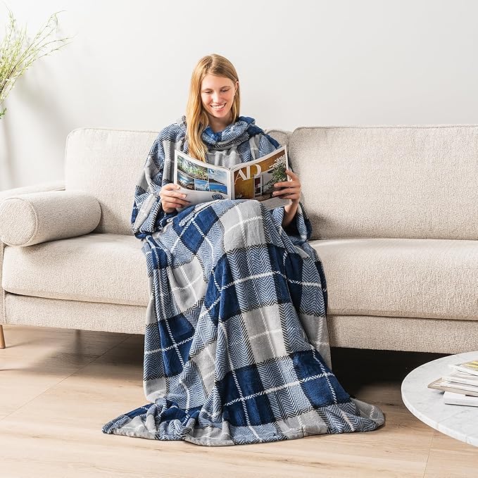PAVILIA Wearable Blanket with Sleeves for Adult Women Men, Cozy Fleece Warm Wrap Throw with Arms, Gifts for Christmas, Wife