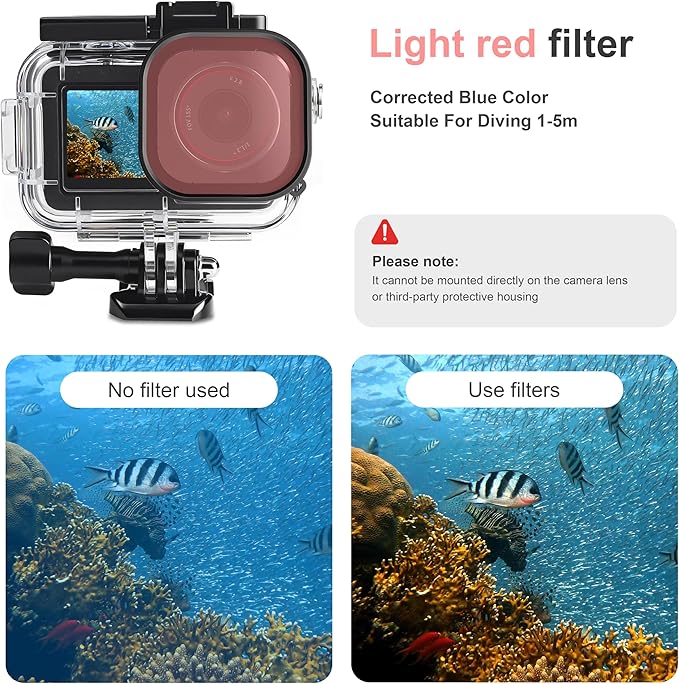 FitStill 60M/196FT Diving Kit for DJI osmo Action 5 pro/4/3, Waterproof Housing + Buoyancy Handle + Diving Filter for Underwater Shooting DJI Action 5pro/4/3 Protective Accessories