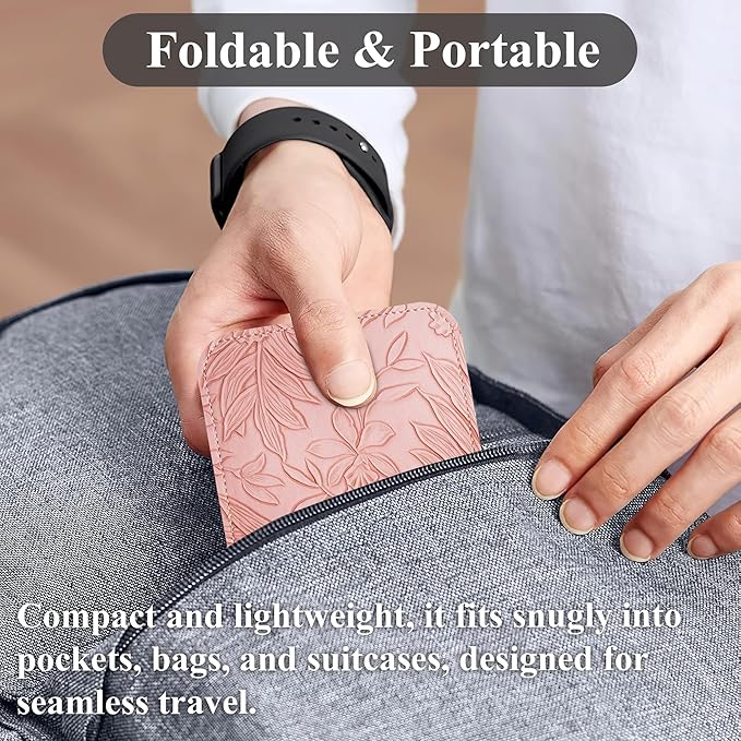 Airplane Travel Essentials for Flying Flex Flap Cell Phone Holder & Flexible Tablet Stand for Desk, Bed, Treadmill, Home & in-Flight Airplane Travel Accessories(1-Carved Pink)