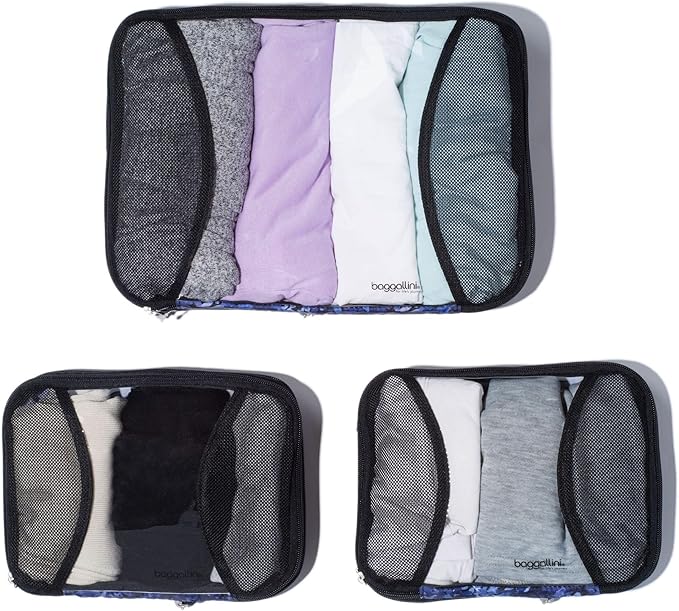 Baggallini Compression Cube 3-piece set - Lightweight Compression Packing Cubes for Travel