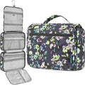 PAVILIA Hanging Toiletry Bag Women Men, Foldable Cosmetic Organizer Travel Bag, Water Resistant Makeup Bag Toiletries, Large Travel Essentials Kit (Grey Floral)