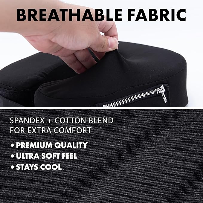 Travel Neck Pillow – Ultra Lightweight & Comfortable Memory Foam with Zipper Storage for Airplane, Car & Home Travel Accessory for Head & Neck with Cooling, Breathable & Washable Fabric (Black)