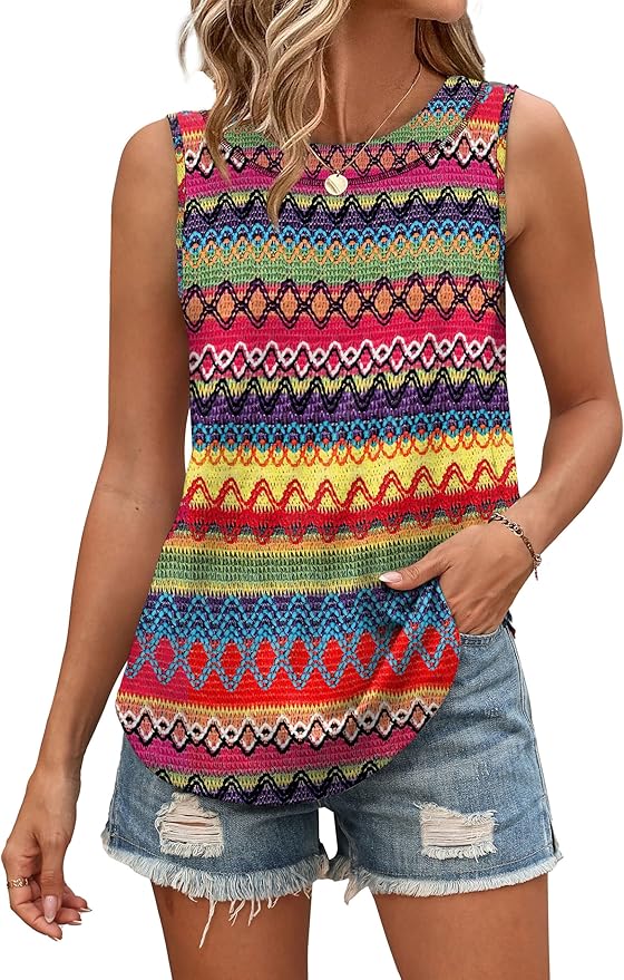 WIHOLL Tank Tops for Women Summer Outfits 2026 Crewneck Spring Casual Sleeveless Shirts Blouses Clothing
