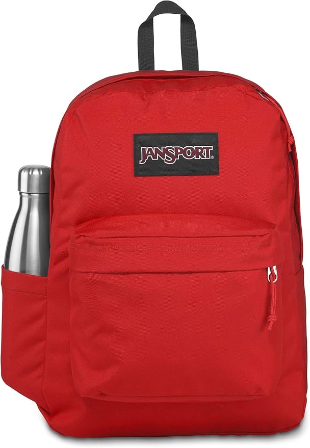 JanSport SuperBreak Plus Backpack with Padded 15-inch Laptop Sleeve and Integrated Bottle Pocket - Spacious and Durable Daypack for Work and Travel - Red Tape