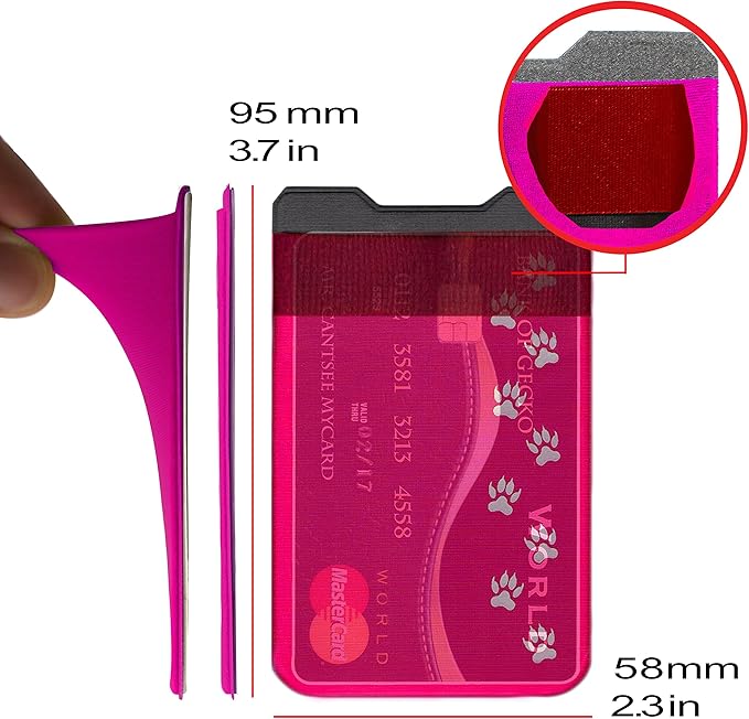 Phone Wallet - Adhesive Card Holder - Cell Phone Pouch - Stick on Lycra Pocket by Gecko - Carry Credit Cards and Cash