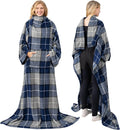 PAVILIA Blanket with Sleeves for Adult Women Men, Soft Warm Wearable Blanket Fleece Wrap Throw, Robe Blanket Gift