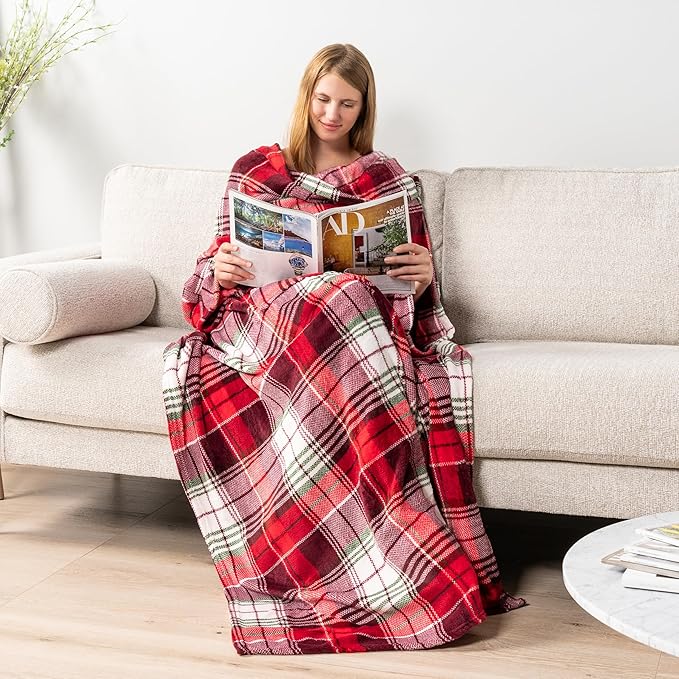 PAVILIA Wearable Blanket with Sleeves for Adult Women Men, Cozy Fleece Warm Wrap Throw with Arms, Gifts for Christmas, Wife