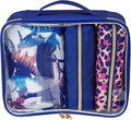 Conair 5 Piece Toiletry and Cosmetic Bag Set Under $30, Includes 4 Makeup Bags and 1 Travel Comb in Blue Palm Prints