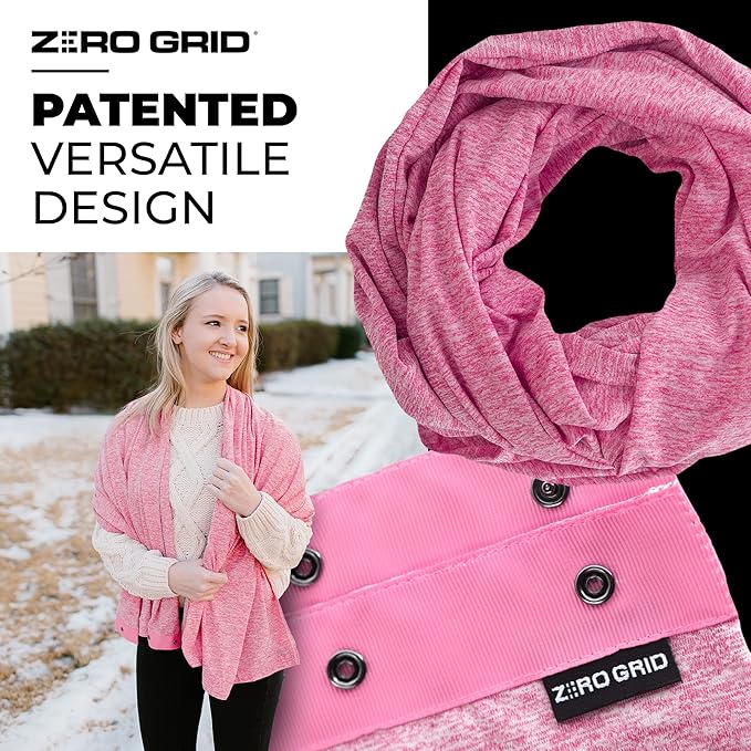 Zero Grid Infinity Travel Scarf Loop with Hidden Zipper Pockets for Passport, Phone, Cash, Cards