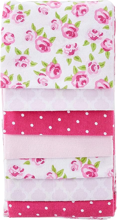 Hudson Baby Unisex Baby Cotton Flannel Receiving Blankets Bundle, Rose, One Size