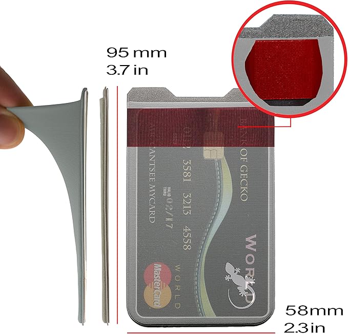 Phone Wallet - Adhesive Card Holder - Cell Phone Pouch - Stick on Lycra Pocket by Gecko - Carry Credit Cards and Cash