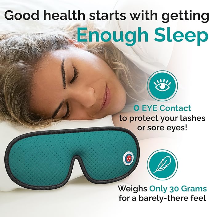 Medi Grade Cotton Sleep Mask with 3D Eye Memory Foam - Travel Sleeping Mask for Women and Men with 2 Ear Plugs and Storage Bag - Blackout Light Blocking
