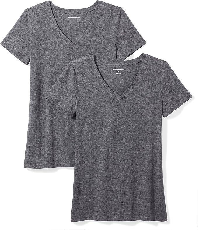 Amazon Essentials Women's Regular-Fit Short-Sleeve T-Shirt (Crewneck and V-Neck Options), Multipacks