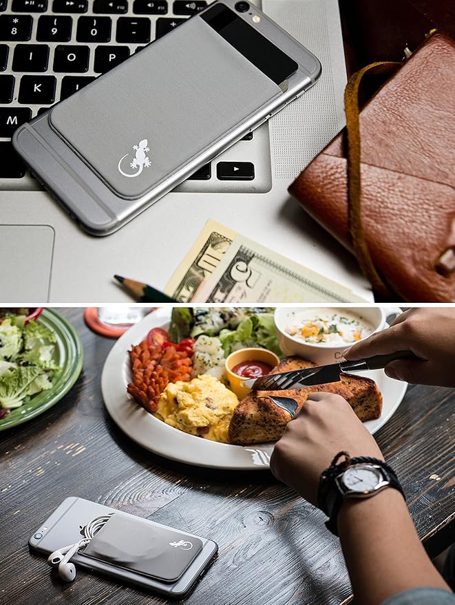 Phone Wallet - Adhesive Card Holder - Cell Phone Pouch - Stick on Lycra Pocket by Gecko - Carry Credit Cards and Cash