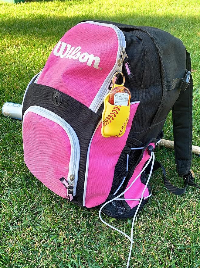 Daisy Lane Hand Sanitizer Holder for Backpack Kids Travel Size Baseball Softball Keychain